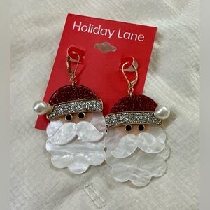 Holiday Lane Festive Santa Earrings - Red and White